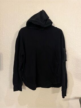Men's Black Hoodie with Sleeve Pocket